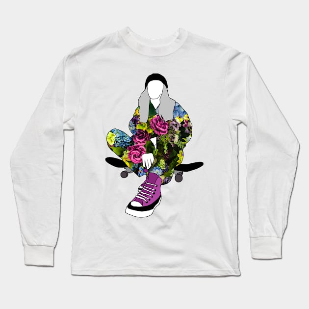 Skater Girl Long Sleeve T-Shirt by edajylix